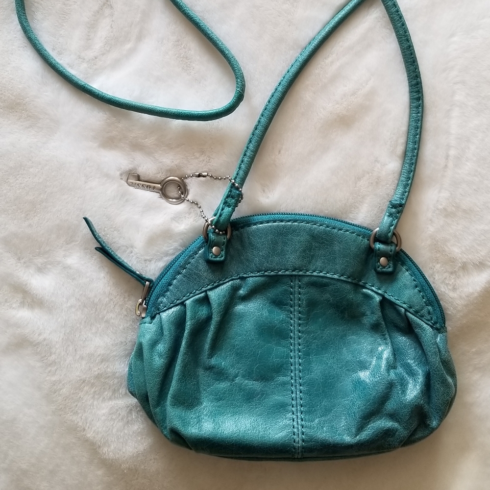 Fossil Small Teal Leather Crossbody Bag - Picture 2 of 6